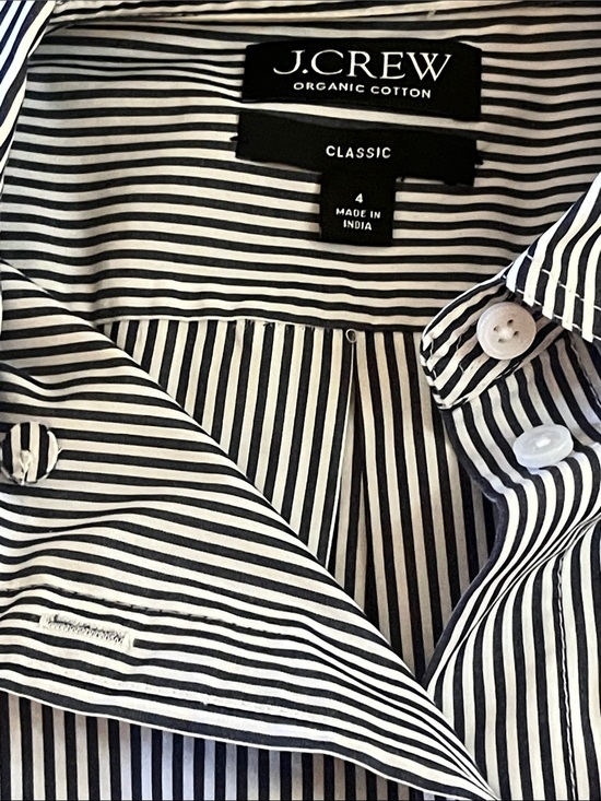 J. Crew Tops - J. Crew Black and White Striped Cotton Button-Down Shirt